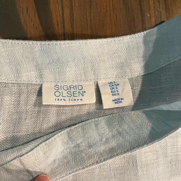 Silver-blue linen blouse - Picture 1 of 5